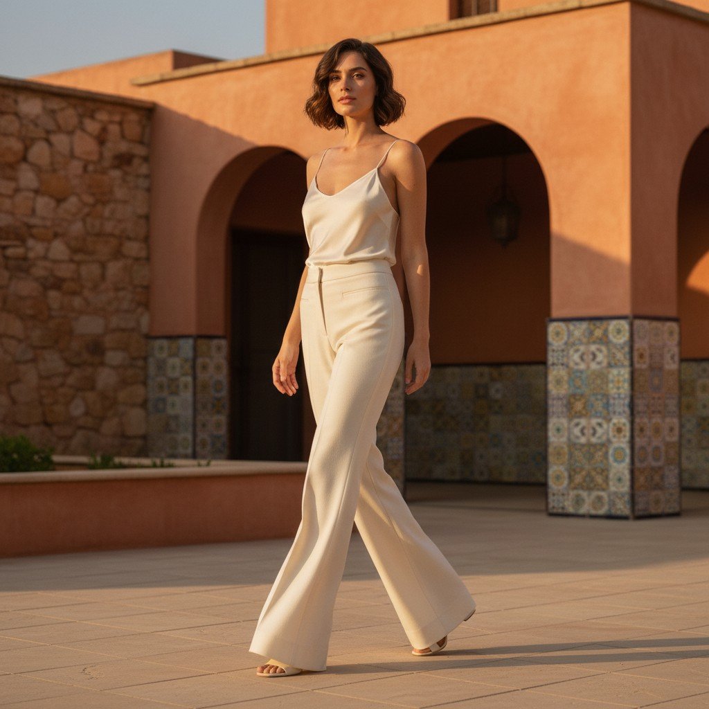 Clea Maverick Pant Nwt Ivory Wide Leg Tailored Trousers Cotton Silk Blend Size L